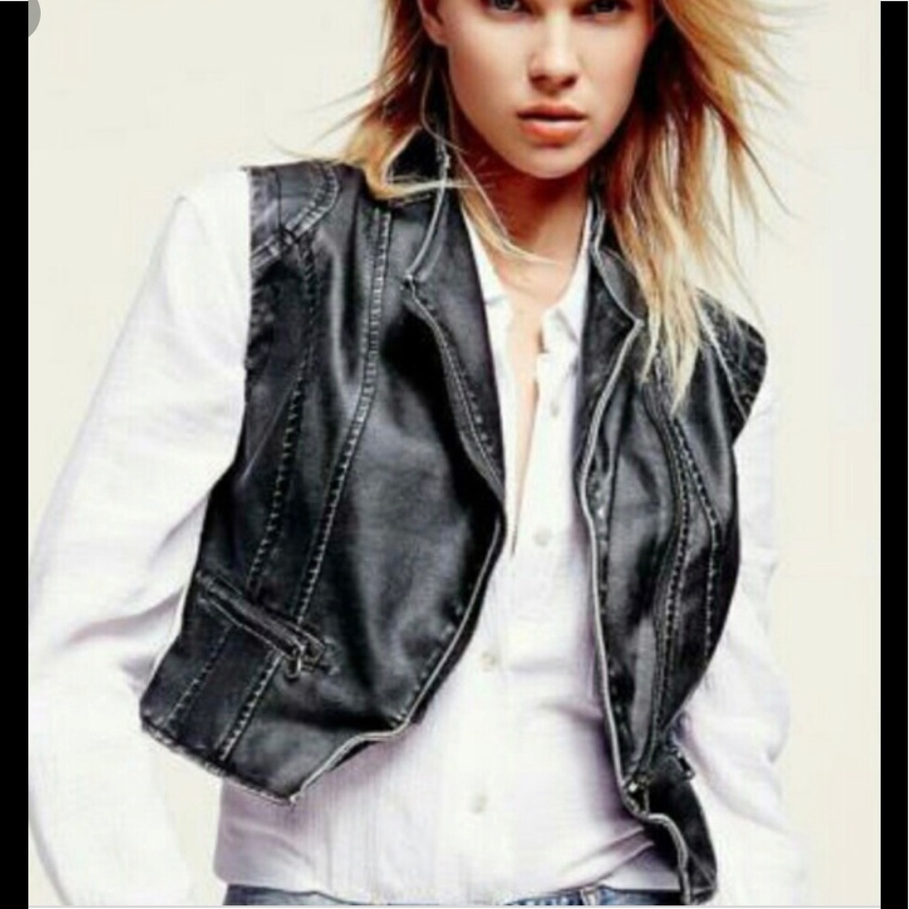 Free People Motor Boat Me Up Vegan Leather Vest